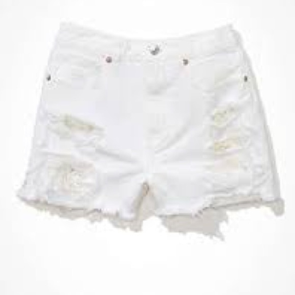 American eagle white distressed denim shorts
